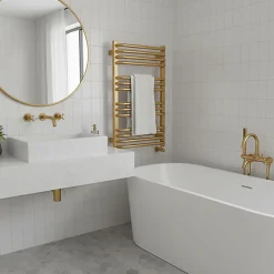 Sèche-serviette eau chaude doré de 760mm de haut et 300mm de large - 257 Watt - ALE760/300SXBRA