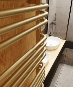 Sèche-serviette eau chaude doré de 760mm de haut et 300mm de large - 257 Watt - ALE760/300SXBRA