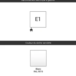 Sèche-serviette électrique blanc - (HxL) 960x500mm - 400 Watts - 400 Watt - SIM960-500E1B