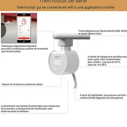 Sèche-serviette électrique blanc thermostat wifi - HxL 1580x800mm - 1200 Watt - ALE1580/800E8BW