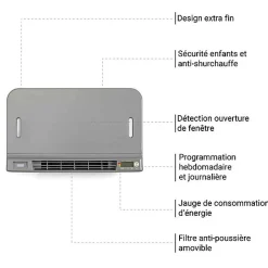 Sèche-serviette électrique blanc de 1185mm de haut et 600mm de large - 1000 Watt - QUA1185/600SE8BBLO