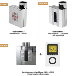 Sèche-serviette électrique chromé - (HxL) 1035x430mm - 500 (Watts) - 500 Watt - MIK1035-430E1CRO