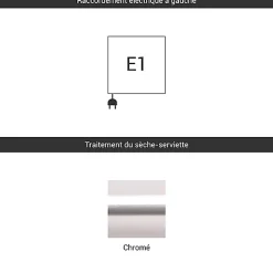 Sèche-serviette électrique chromé - (HxL) 1140x600 mm - 600 Watts - 600 Watt - ALE1140-600E1CRO