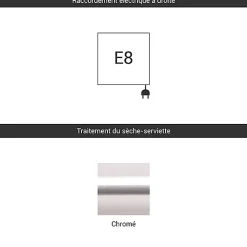 Sèche-serviette électrique chromé - (HxL) 1635x430mm - 800 (Watts) - 800 Watt - MIK1635-430E8CRO