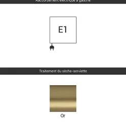 Sèche-serviette électrique doré de 540mm de haut et 300mm de large - 200 Watt - ALE540/300E1BRA