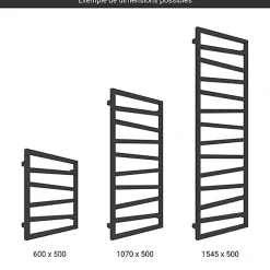 Sèche-serviette électrique noir - (HxL) 1310x500mm - 600 Watts - 600 Watt - ZIG1310-500E1N