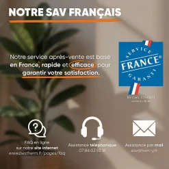 Sèche-serviette électrique sans fluide avec soufflerie 500 + 1000 W H.108,4xL60cm BESTHERM HANAE noir
