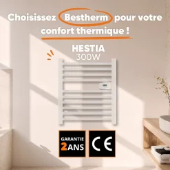 Sèche-serviette électrique sans fluide 300W H.62xL54cm BESTHERM HESTIA blanc