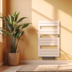 Sèche-serviette électrique sans fluide avec soufflerie 500W+1000W H.108,4xL60cm BESTHERM HANAE blanc