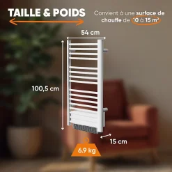 Sèche-serviette électrique sans fluide avec soufflerie 500W+1000W H.100,5xL54cm BESTHERM HESTIA blanc
