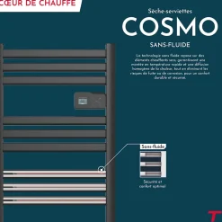 Sèche-serviette électrique sans fluide connecté WiFi 500W Thomson COSMO noir