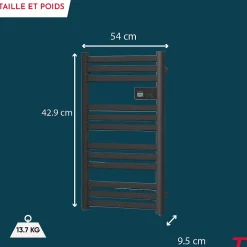 Sèche-serviette électrique sans fluide connecté WiFi 500W Thomson COSMO noir