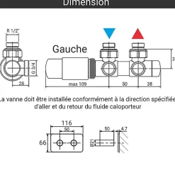 Sèche-serviette mixte blanc de 1150mm de haut et 600mm de large - 501 Watt - VIV1150/600KDZ8B