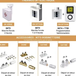 Sèche-serviette mixte blanc - (HxL) 780x630mm - 400 Watt - 467 Watt - MAR780-630Z1B