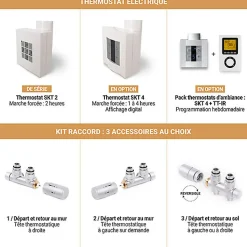 Sèche-serviette mixte blanc - (HxL) 1380x686mm - 800 Watt - 780 Watt - LEN1380-686GZ1B