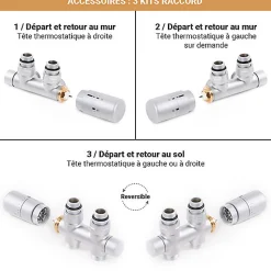Sèche-serviette mixte blanc de 1610mm de haut et 500mm de large - 607 Watt - BON1610/500DWZ1B