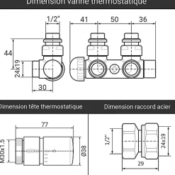 Sèche-serviette mixte blanc de 1545mm de haut et 500mm de large - 581 Watt - ZIG1545/500KDZ8B