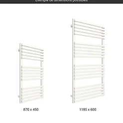 Sèche-serviette mixte blanc - (HxL) 870x450mm - 400 Watt - 402 Watt - QUA870-450SV2B