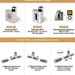 Sèche-serviette mixte chromé de 460mm de haut / 230mm de large - 86 Watt - MIK460/230V2CRO