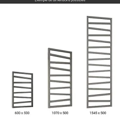 Sèche-serviette mixte gris de 1780mm de haut et 500mm de large - 627 Watt - ZIG1780/500Z8MST