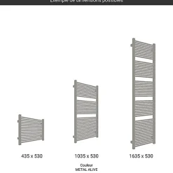Sèche-serviette mixte gris de 1460mm de haut et 230mm de large - 367 Watt - MIK1460/230Z1MAV