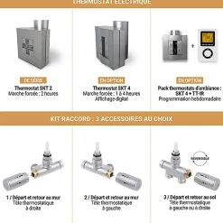 Sèche-serviette mixte gris de 500mm de haut et 700mm de large - 324 Watt - LIM500/700V27042