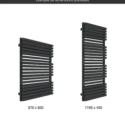 Sèche-serviette mixte noir - (HxL) 1185x600 mm - 1000 Watt - 1071 Watt - QUA1185-600BV2N