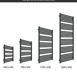 Sèche-serviette mixte noir - (HxL) 1680x630 mm - 1000 Watt - 957 Watt - MAR1680-630V2N