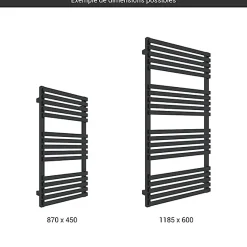 Sèche-serviette mixte noir - (HxL) 870x450 mm - 400 Watt - 402 Watt - QUA870-450SV2N