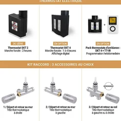 Sèche-serviette mixte noir - (HxL) 900x580 mm - 400 Watt - 438 Watt - FIO900-580V2N