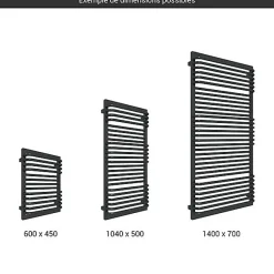 Sèche-serviette mixte noir - (HxL) 1240x500 mm - 800 Watt - 744 Watt - POC1240-500Z1N