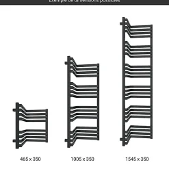 Sèche-serviette mixte noir de 735mm de haut et 350mm de large - 375 Watt - INC735/350V2N