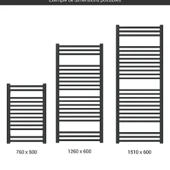 Sèche-serviette mixte noir - (HxL) 760x500 mm - 300 Watt - 320 Watt - BON760-500Z8N