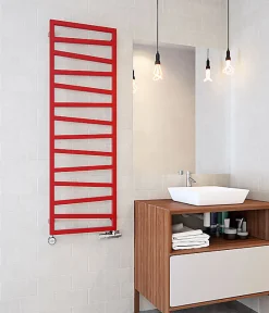Sèche-serviette mixte rouge trafic de 1070mm de haut et 500mm de large - 418 Watt - ZIG1070/500Z83020