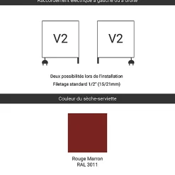 Sèche-serviette mixte rouge brun 660mm de haut - 400mm de large - 241 Watt - FIO660/400V23011