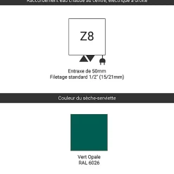 Sèche-serviette mixte vert de 960mm de haut et 500mm de large - 351 Watt - SIM960/500Z86026