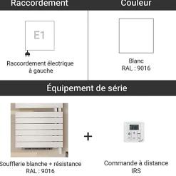 Sèche-serviette soufflant blanc de 1745mm de haut - 550mm de large - 1000 Watt - ROFER-18-55/IFS/B