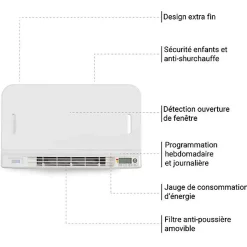 Sèche-serviette soufflant électrique blanc HxL : 1110mmx500mm - 600 Watt - WAR1110/500TE8BBLO