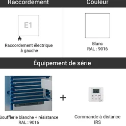 Sèche-serviette soufflant électrique blanc - HxL : 986x496mm - 500 Watt - LFE-090-50/IFS/B
