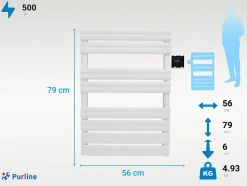 Sèche-serviettes blanc commande sans fil 500W