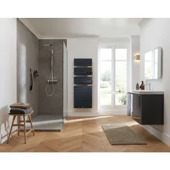 Sèche-serviettes connecté Allure Virtuose avec soufflerie 1750W Ardoise/Chêne Mat à droite - THERMOR - 483140