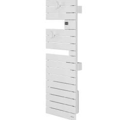 Sèche-serviettes connecté Nefertiti étroit mât gauche 600W blanc carat - ATLANTIC - 850611
