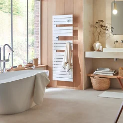 Sèche-serviettes connecté Nefertiti mât à gauche 750W beige - ATLANTIC - 850044
