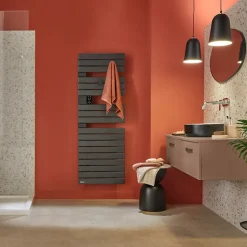 Sèche-serviettes connecté Nefertiti mât à droite 750W noir - ATLANTIC - 850037