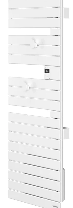 Sèche-serviettes connecté Nefertiti avec soufflerie mât à droite 1500W blanc brillant - ATLANTIC - 850051