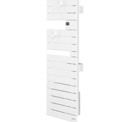 Sèche-serviettes connecté Nefertiti étroit mât gauche 600W blanc brillant - ATLANTIC - 850609