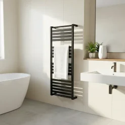 Sèche-serviettes eau chaude en acier GoodHome Loreto vertical anthracite 679 W