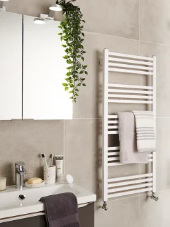 Sèche-serviettes eau chaude en acier GoodHome Duala blanc 20 barres - 438 W