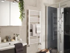 Sèche-serviettes eau chaude en acier GoodHome Duala blanc 20 barres - 438 W