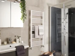 Sèche-serviettes eau chaude en acier GoodHome Duala blanc 20 barres - 438 W